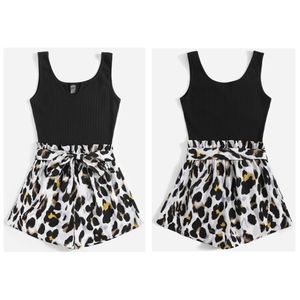 Leopard front-belted cinched-waist romper with tan & yellow spots / Women's XL